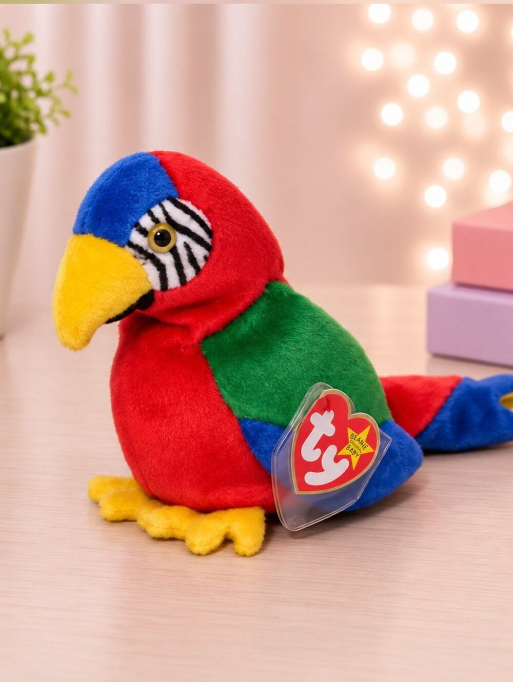 Jabber TY Parrot Plush Toy - Red, Green, Blue, Yellow